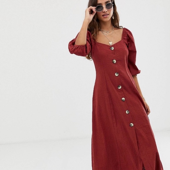 ASOS Dresses & Skirts - ASOS DESIGN puff sleeve button through maxi dress